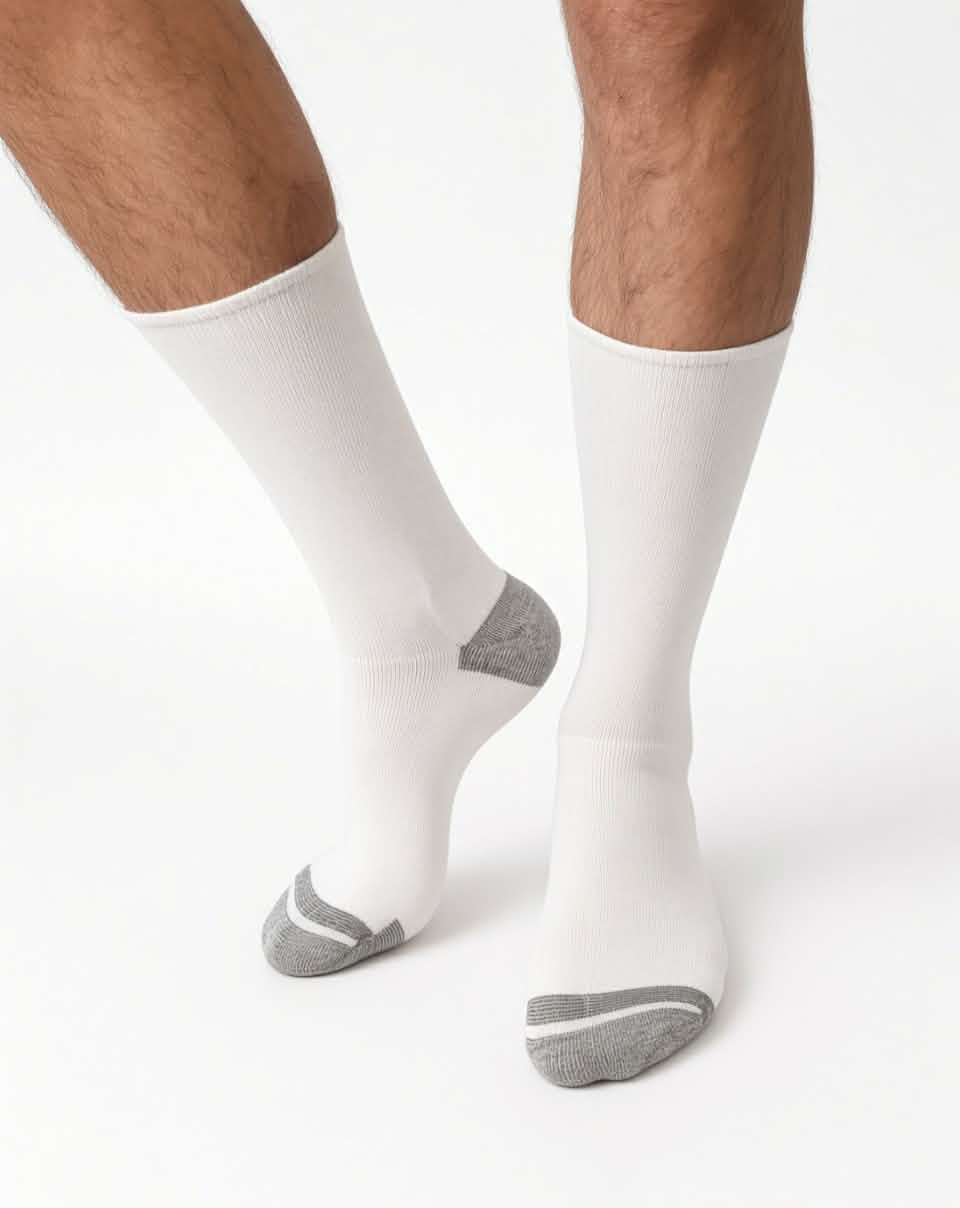 Loose Top Crew/ Diabetic Socks - White